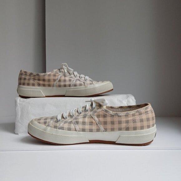 Superga  2750 Grey & White Gingham Check Sneakers  S00CV40  *Super Cute!  Sz 8.5 - Picture 11 of 12